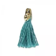 Pompon en coton 15 mm Bleu Canard - Doré à l'or fin x1