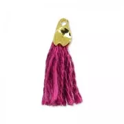 Pompon en coton 15 mm Fuchsia/Doré HQ x1