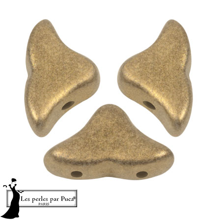 Perles en verre Hélios® par Puca® 6x10mm - Gold Metallic Mat x10g