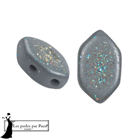 Perles en verre Paros® par Puca® 7x4 mm - Gray Constellation x10g
