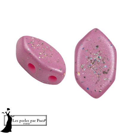 Perles en verre Paros® par Puca® 7x4 mm - Persan Rose Constellation x10g