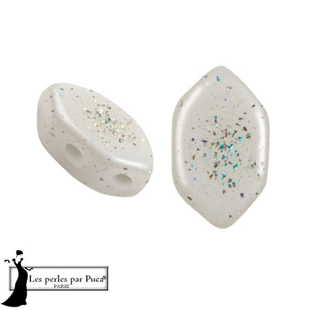 Perles en verre Paros® par Puca® 7x4 mm - White Constellation x10g