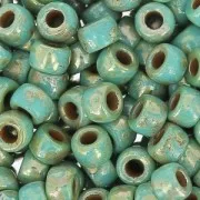 Rocailles Matubo 7/0 - 3.5 mm Green Turquoise Picasso x10g