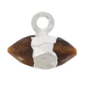 Breloque pointe facettée 9x10.5 mm pierre gemme - Oeil de Tigre - Argent 925 x1|raw }}