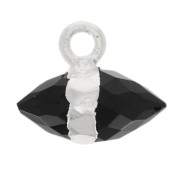 Breloque pointe facettée 9x10.5 mm pierre gemme - Onyx noir - Argent 925 x1