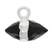 Breloque pointe facettée 9x10.5 mm pierre gemme - Onyx noir - Argent 925 x1