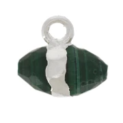 Breloque pointe facettée 9x10.5 mm pierre gemme - Malachite - Argent 925 x1