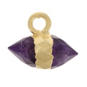 Breloque pointe facettée 9x10.5 mm pierre gemme - Amethyste - Doré à l'or fin|raw }}