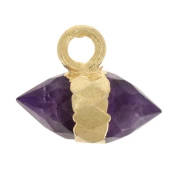 Breloque pointe facettée 9x10.5 mm pierre gemme - Amethyste - Doré à l'or fin