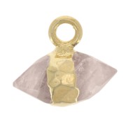 Breloque pointe facettée 9x10.5 mm pierre gemme - Quartz rose - Doré à l'or fin|raw }}