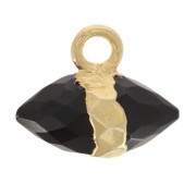 Breloque pointe facettée 9x10.5 mm pierre gemme - Onyx noir - Doré à l'or fin
