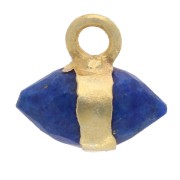 Breloque pointe facettée 9x10.5 mm pierre gemme - Lapis lazuli - Doré à l'or fin|raw }}