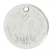 Sequin texturé 15 mm Placage Argent fin vieilli x1