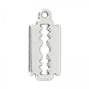 Breloque lame de rasoir 16.5 mm Placage Argent fin vieilli x1