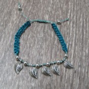 Breloque feuille 13x7 mm Placage Argent fin vieilli x1