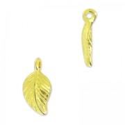 Breloque feuille 13x7 mm Doré à l'or fin x1