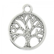 Pendentif arbre de vie 24 mm Placage Argent fin vieilli x1|raw }}
