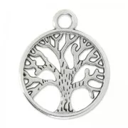 Pendentif arbre de vie 24 mm Placage Argent fin vieilli x1