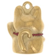 Breloque chat chance Maneki Neko 18x13 mm avec résine époxy - Acier inox 304 Doré