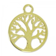 Pendentif arbre de vie 24 mm Doré à l'or fin x1