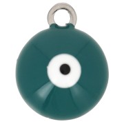 Breloque ronde 8 mm - motif oeil avec résine époxy - Acier inox 304 - Turquoise x1|raw }}