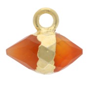 Breloque pointe facettée 9x10.5mm pierre gemme teintée Cornaline - Doré à l'or fin|raw }}