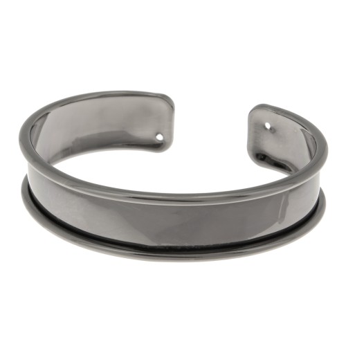 Bracelet Eco en laiton 15 mm avec rebord courbé - Gunmetal x1