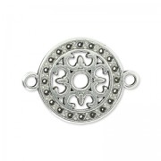 Intercalaire rond filigrané 2 anneaux 14 mm Placage Argent fin vieilli x1|raw }}