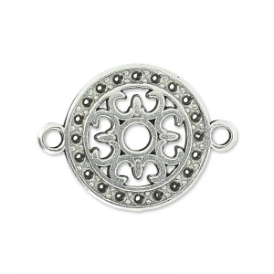 Intercalaire rond filigrané 2 anneaux 14 mm Placage Argent fin vieilli x1