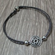 Intercalaire rond filigrané 2 anneaux 14 mm Placage Argent fin vieilli x1