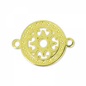 Intercalaire rond filigrané 2 anneaux 14 mm Doré à l'or fin x1