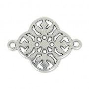 Intercalaire fleur filigranée 2 anneaux 20 mm Placage Argent fin vieilli x1