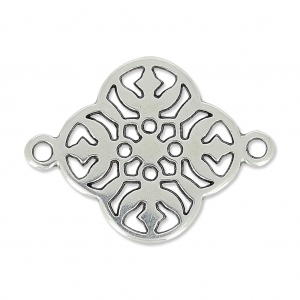 Intercalaire fleur filigranée 2 anneaux 20 mm Placage Argent fin vieilli x1
