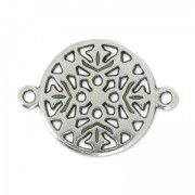 Intercalaire rond filigrané 2 anneaux 20 mm Placage Argent fin vieilli x1