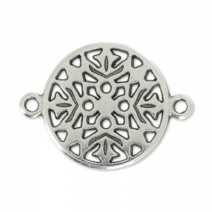 Intercalaire rond filigrané 2 anneaux 20 mm Placage Argent fin vieilli x1