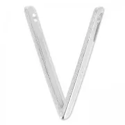 Intercalaire lettre V 2 trous 28x20 mm Placage Argent fin vieilli x1