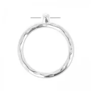 Pendentif anneau martelé 41 mm Placage Argent fin vieilli x1