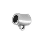 Tube attache breloque un anneau 8x7 mm Placage Argent fin vieilli x1
