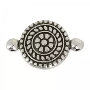 Intercalaire rond travaillé 2 anneaux 23 mm Placage Argent fin vieilli x1