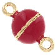Fermoir boule aimanté 10 mm et résine époxy - Argent 925 Doré à l'or fin - Rouge