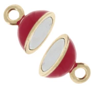 Fermoir boule aimanté 10 mm et résine époxy - Argent 925 Doré à l'or fin - Rouge