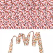 Biais en tissu Liberty - Eloïse - Orange/Rouge/Rose x1m