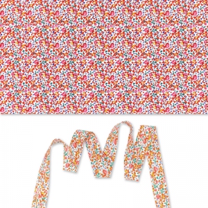 Biais en tissu Liberty - Eloïse - Orange/Rouge/Rose x1m
