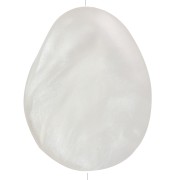 Perle plate irrégulière en résine translucide 22x17 mm - Blanc nacré x1