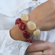 Perle plate irrégulière en résine translucide 22x17 mm - Blanc nacré x1