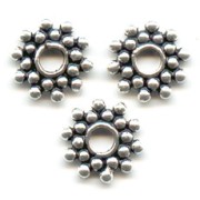 Perles rondelles fleur 9 mm en Argent 925 x4