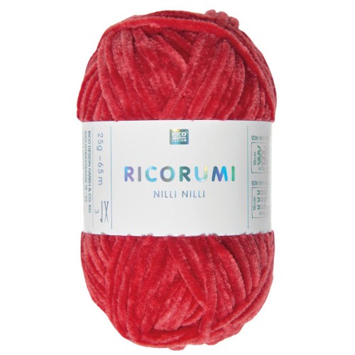 Laine chenille Ricorumi Nilli Nilli par Rico Design Amigurumi - Rouge 009 x25g