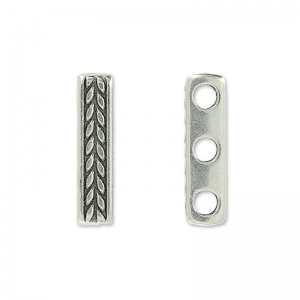 Intercalaire 3 rangs 15x3.5 mm Placage Argent fin vieilli x1