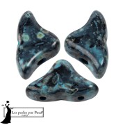 Perles en verre Hélios® par Puca® 6x10mm - Black Stony Blue Green x10g|raw }}