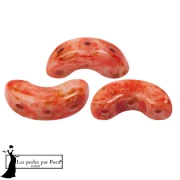 Opaque White - Perles en verre Arcos® par Puca® 5x10 mm - White Stony Red x10g Perles en verre Arcos® par Puca® 5x10 mm - White Stony Red x10g